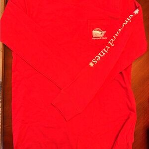 Vineyard Vines Bright Red Long Sleeve Santa Tee Kids